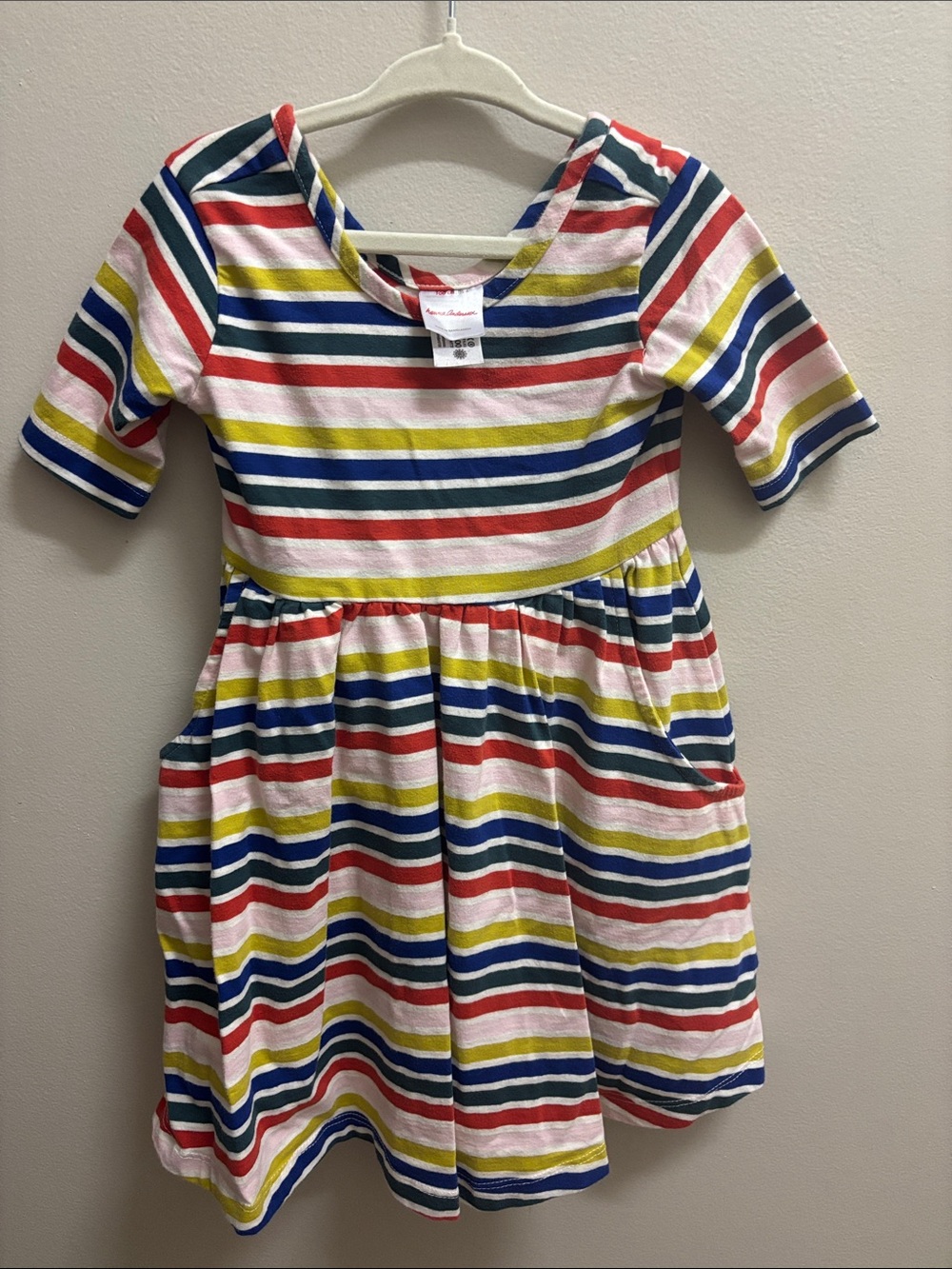 Hanna Andersson Striped Dress in Pink, Blue & Yellow girls size 4